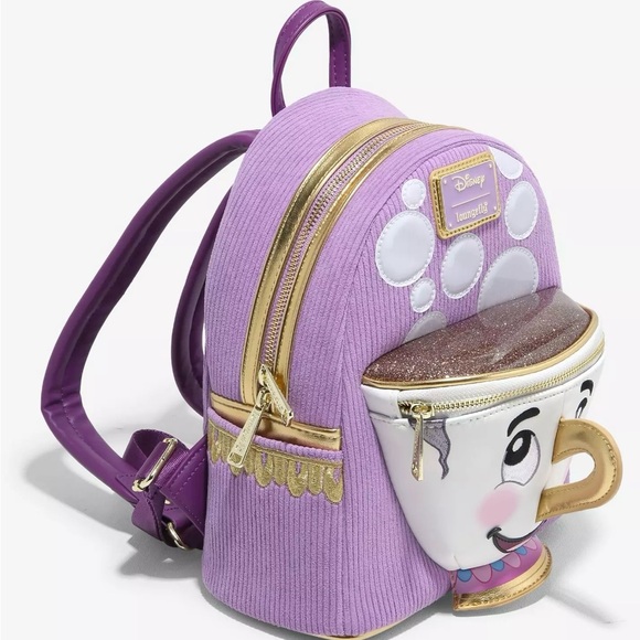 Loungefly Beauty & The Beast Chip Corduroy Backpack Box Lunch Exclusive NEW - Picture 2 of 3